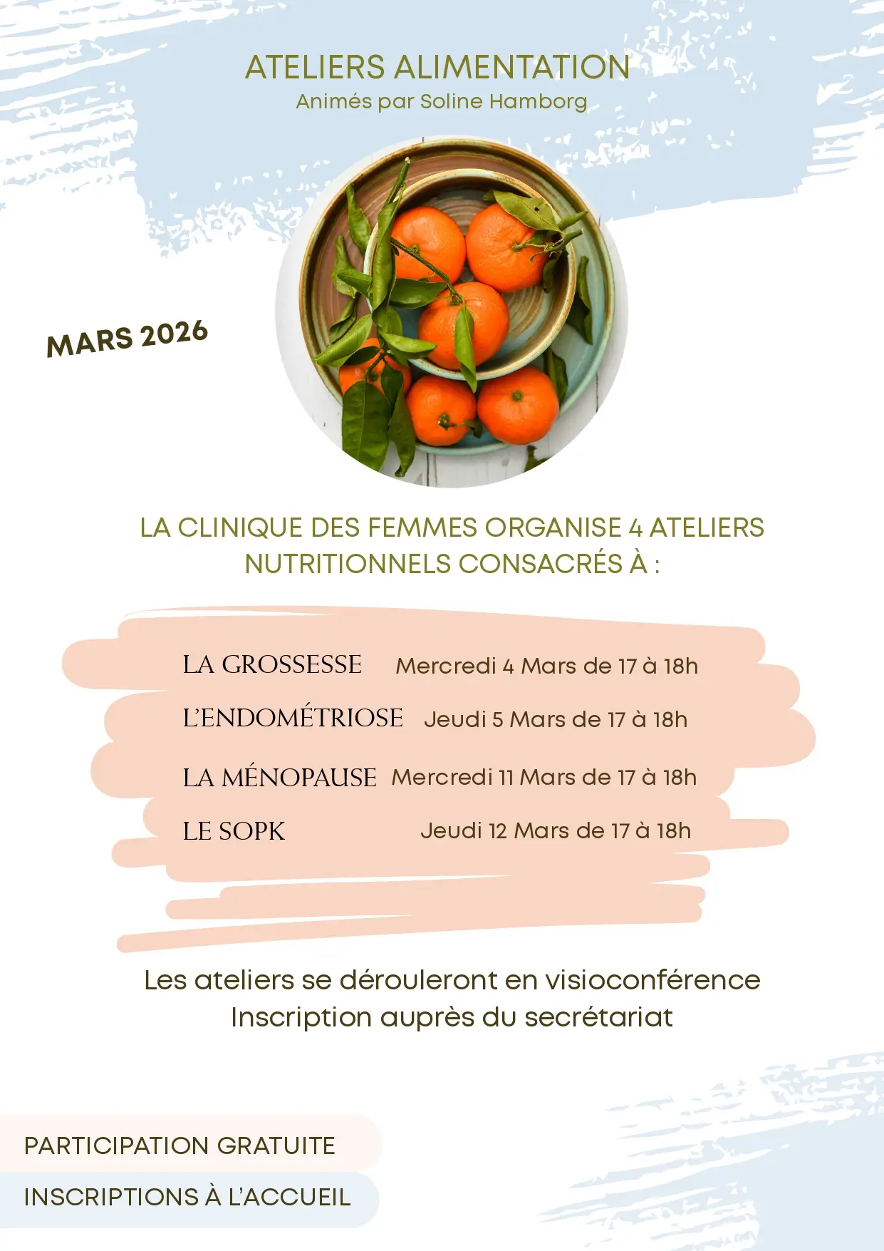 La clinique vous propose 4 ateliers nutrition