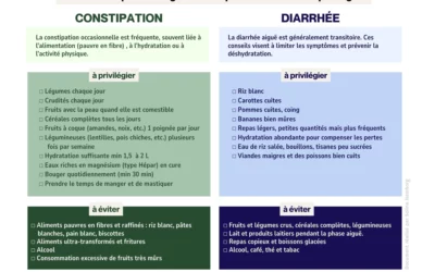 Alimentation pour soulager la constipation et la diarrhée passagère